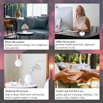 Rose Quartz Crystal Money Tree for Good Luck Gifts