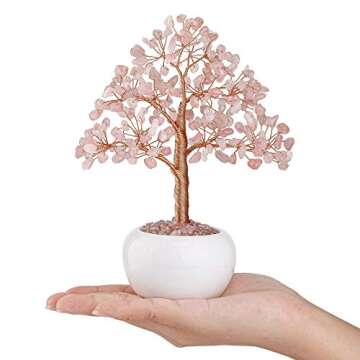 Rose Quartz Crystal Money Tree for Good Luck Gifts