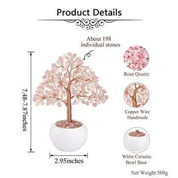 Rose Quartz Crystal Money Tree for Good Luck Gifts