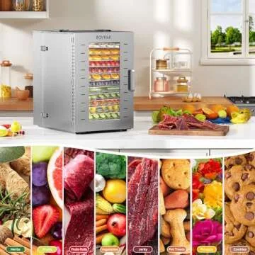 ROVRAk Commercial Dehydrator Machine, 16-Tray Food Dehydrator for Jerky, Fruit, Meat, Herbs, Adjustable Timer, Temperature Control, Overheat Protection (67 Recipes)