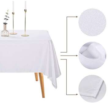 Ascoza 2pack 60x102 Inch White Rectangular Tablecloth 6 Feet Table Cloth in Polyester Fabric for Wed...
