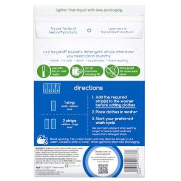 Beyond Laundry Detergent Strips [32 strips] - Fresh Linen - Eco-friendly, Hypoallergenic. Travel fri...