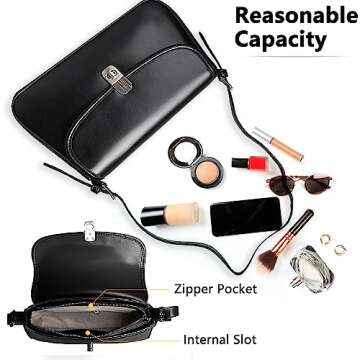 PS PETITE SIMONE White Purses for Women Leather Small Black Shoulder Bag Y2K Mini Purse Brianna Crossbody Handbags
