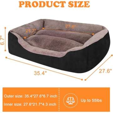 PUPPBUDD Dog Beds for Large Dogs, Rectangle Washable Dog Bed Comfortable and Breathable Pet Sofa War...