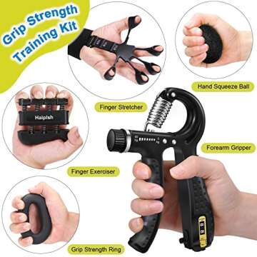 Grip Strength Trainer Kit (5 Pack) with Finger Exerciser, Hand Grip Strengthener, Hand Extension Exe...