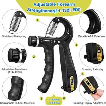 Grip Strength Trainer Kit for Muscle Building and Rehab