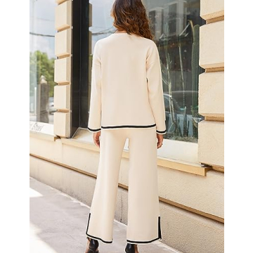 Tanming Women's Knit Sweater Wide Leg Pants Lounge Set