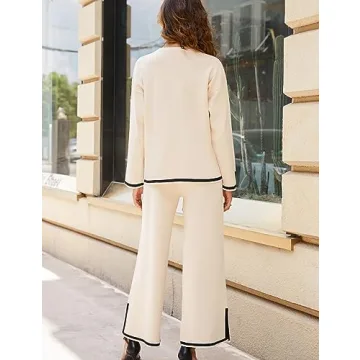 Tanming Women's Knit Sweater Wide Leg Pants Lounge Set