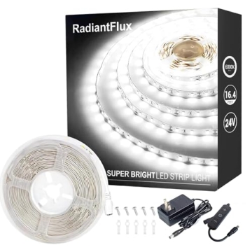 RadiantFlux Dimmable LED Strip Lights - 16.4ft Super Bright 300 LEDs for Versatile Indoor Lighting