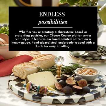 MACKENZIE-CHILDS Cheese Course, Cute Cheese Board and Serving Board for Charcuterie, Black-and-White...