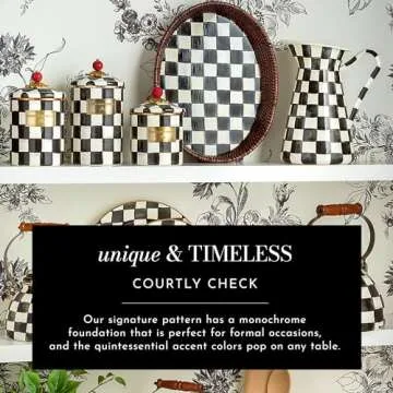 MACKENZIE-CHILDS Cheese Course, Cute Cheese Board and Serving Board for Charcuterie, Black-and-White Courtly Check