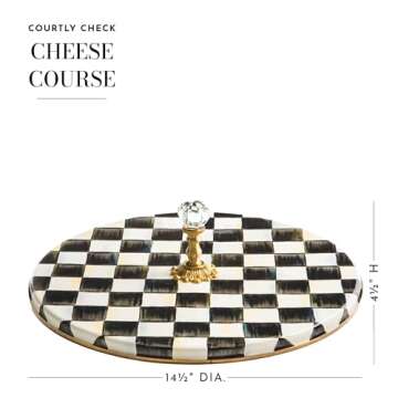 MACKENZIE-CHILDS Cheese Course, Cute Cheese Board and Serving Board for Charcuterie, Black-and-White Courtly Check