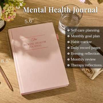 5 MINUTES A DAY Mental Health Journal, Anxiety & Guided Journal for Women, 91 Days Self-Care Journal to Practice Positive Thinking, ADHD Planner with Mood Tracker (A5 Size)-Pink
