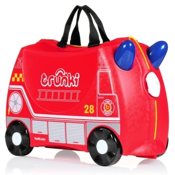 Trunki Ride-On Kids Suitcase | Frank Fire Truck Red for Fun Travel