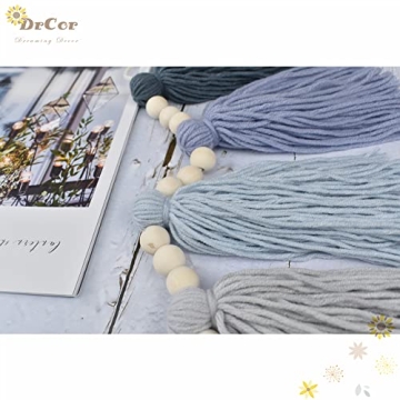 DrCor Blue Yarn Tassel Garland for Kids Room Decor