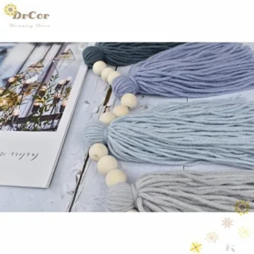 DrCor Blue Yarn Tassel Garland for Kids Room Decor