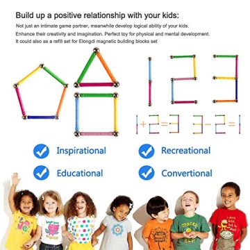 ELONGDI Magnetic Building Blocks Set 132 Pieces Fun STEM Toy