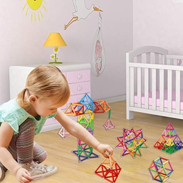 ELONGDI Magnetic Building Blocks Set 132 Pieces Fun STEM Toy
