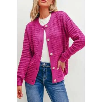 Dokotoo Sweaters for Women Chunky Knit Cute Crew Neck Short Cardigan Fall Outfits 2024 Long Sleeve O...