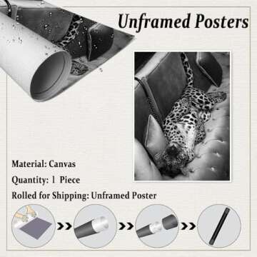 Panther on the Sofa Wall Art - Vintage Black and White Photography Fashion Poster - Trendy Wall Art ...