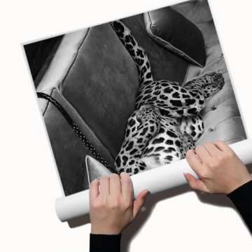 Panther on the Sofa Wall Art - Vintage Black and White Photography Fashion Poster - Trendy Wall Art Cheetah Poster Wall Decor - Bar Cart Decor - Magazine Cover Aesthetic Poster 24x36in Unframed