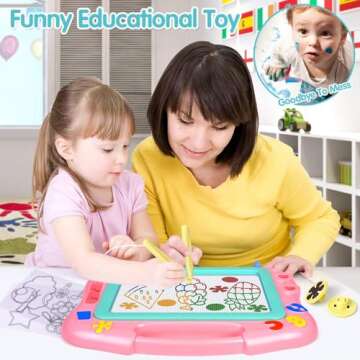 FLY2SKY Magnetic Drawing Board Kids Magnet Drawing Board Travel Size Toddler Toys Sketch Writing Col...