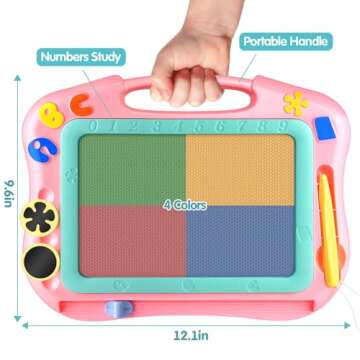 FLY2SKY Magnetic Drawing Board Kids Magnet Drawing Board Travel Size Toddler Toys Sketch Writing Colorful Erasable Sketching Pad Holiday Birthday Gifts Girl Boy Educational Learning Toy