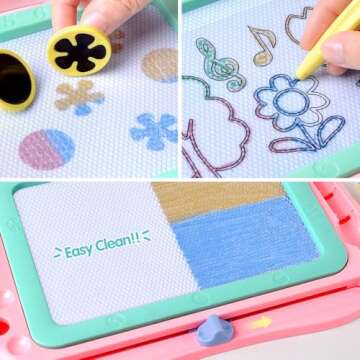 FLY2SKY Magnetic Drawing Board Kids Magnet Drawing Board Travel Size Toddler Toys Sketch Writing Colorful Erasable Sketching Pad Holiday Birthday Gifts Girl Boy Educational Learning Toy