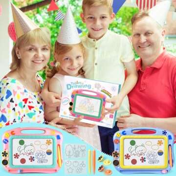 FLY2SKY Magnetic Drawing Board Kids Magnet Drawing Board Travel Size Toddler Toys Sketch Writing Colorful Erasable Sketching Pad Holiday Birthday Gifts Girl Boy Educational Learning Toy