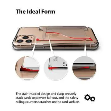 Ringke Slot Card Holder (2 Pack) Designed for Smartphones, Adhesive Stick On Wallet Case Minimalist Slim Hard Premium Credit Card Cash Sleeve - Clear Mist