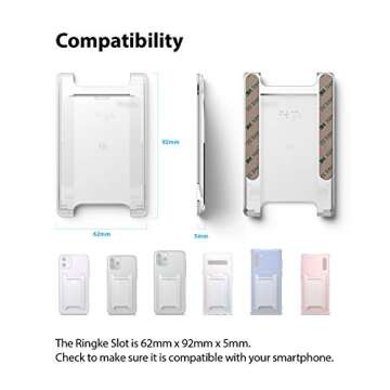 Ringke Slot Card Holder (2 Pack) Designed for Smartphones, Adhesive Stick On Wallet Case Minimalist Slim Hard Premium Credit Card Cash Sleeve - Clear Mist