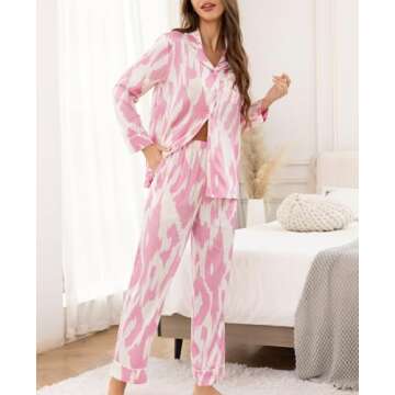 KCW Pj Sets for Woman 2 Piece Spring Red Silk Pajamas Sets Satin Pj Set Long Sleeve Thanksgiving Pajamas