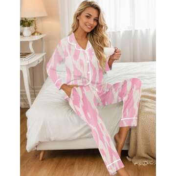 KCW Pj Sets for Woman 2 Piece Spring Red Silk Pajamas Sets Satin Pj Set Long Sleeve Thanksgiving Pajamas