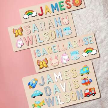 Name Puzzle for Kids Personalized, Custom Baby Boy Girl Gifts First Christmas Birthday Valentine Easter, Montessori Learning Toddler Toys, Baby Puzzle