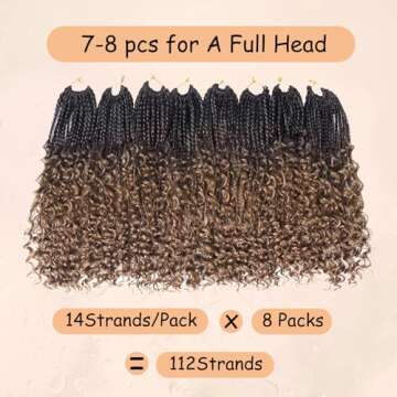 Boho Braids Crochet Hair Pre Looped 10 Inch - Goddess Box Braids Crochet Hair for Black Women with C...