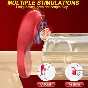 Vibrating Rose Cock Ring with Rose Clitoral Stimulator, Pleasure Penis Ring Vibrator Testicle Massager Couple Adult Sex Toys for Men Women, App Control 9 Vibration Mode Male Couple Sex Games