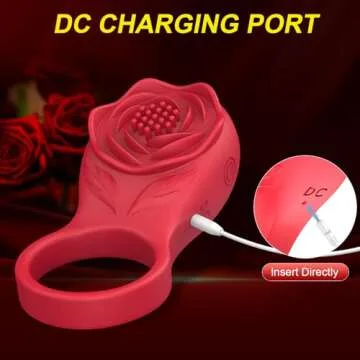 Vibrating Rose Cock Ring with Rose Clitoral Stimulator, Pleasure Penis Ring Vibrator Testicle Massager Couple Adult Sex Toys for Men Women, App Control 9 Vibration Mode Male Couple Sex Games