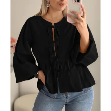 PRETTYGARDEN Women's Trendy Babydoll Peplum Blouse