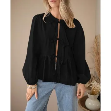 PRETTYGARDEN Women's Trendy Babydoll Peplum Blouse