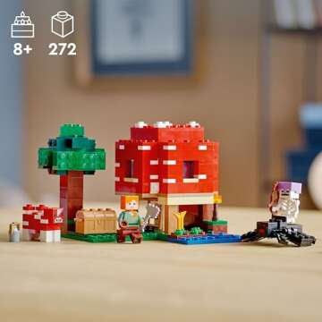 LEGO Minecraft The Mushroom House Set 21179 - Building Toy for Kids 8+