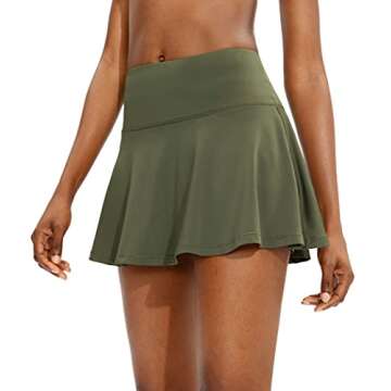 SANTINY Pleated Tennis Skirt - Stylish 4-Pocket Golf Skort for Women
