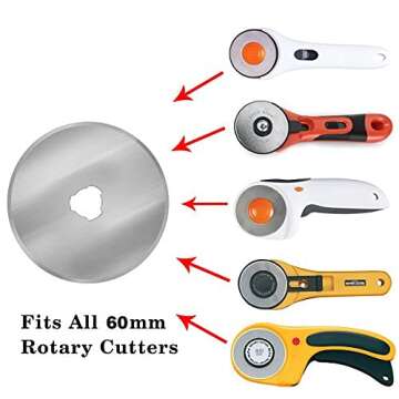 HEADLEY TOOLS 60mm Rotary Cutter Blades - 10 Pack