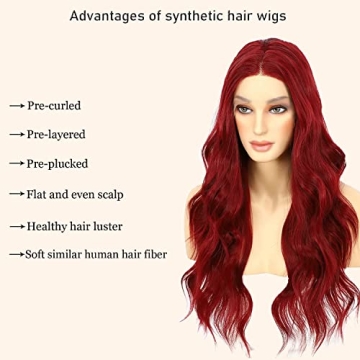 Buy ANANASWEET Red Lace Front Body Wave Wig 22 Inch