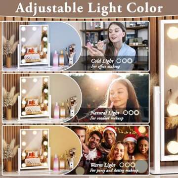 Hollywood Vanity Makeup Mirror with Adjustable Brightness and 3 Lighting Modes