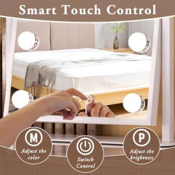 Lighted Makeup Mirror with Smart Touch Control and LED Bulbs