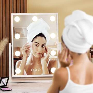 Lighted Makeup Mirror with Smart Touch Control and LED Bulbs
