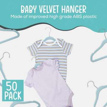 TechZoo 50 Premium Baby Velvet Hangers - 11.8" Inch Non-Slip Baby Hangers, Ultra-Slim Space-Saving C...