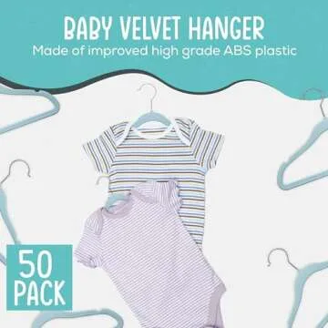 TechZoo 50 Premium Baby Velvet Hangers - 11.8" Inch Non-Slip Baby Hangers, Ultra-Slim Space-Saving C...