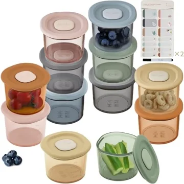Moonkie Silicone Baby Food Containers | 4 oz Baby Food Storage Jars with Airtight Lids | Reusable, F...