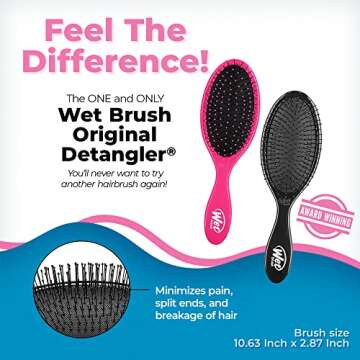 Wet Brush Original Detangler Hair Brush - Pink and Black (Pack of 2) - Exclusive Ultra-soft IntelliF...